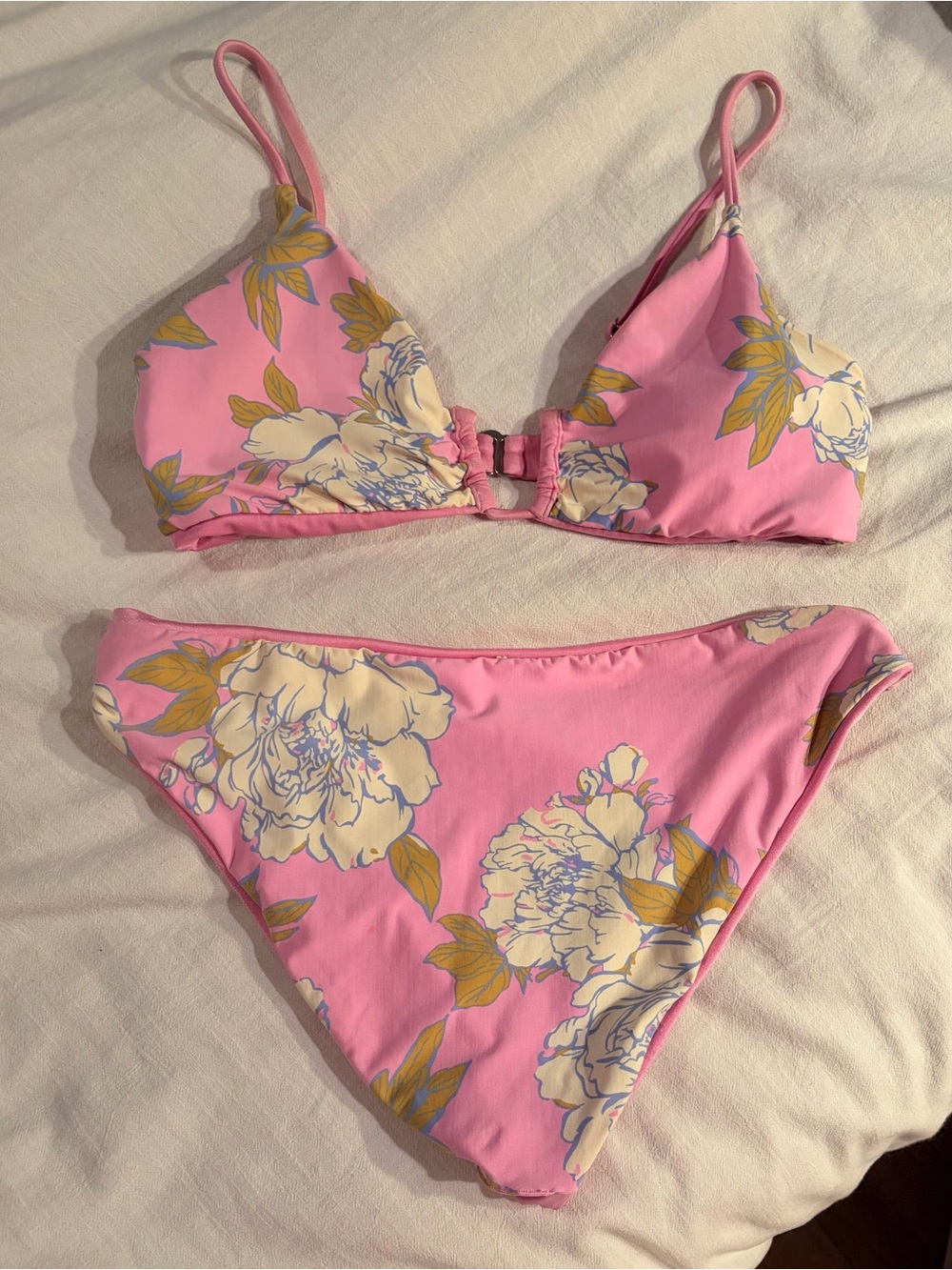 Reversible Maaji Pink Floral Lined Bikini Set - Picture 2 of 3